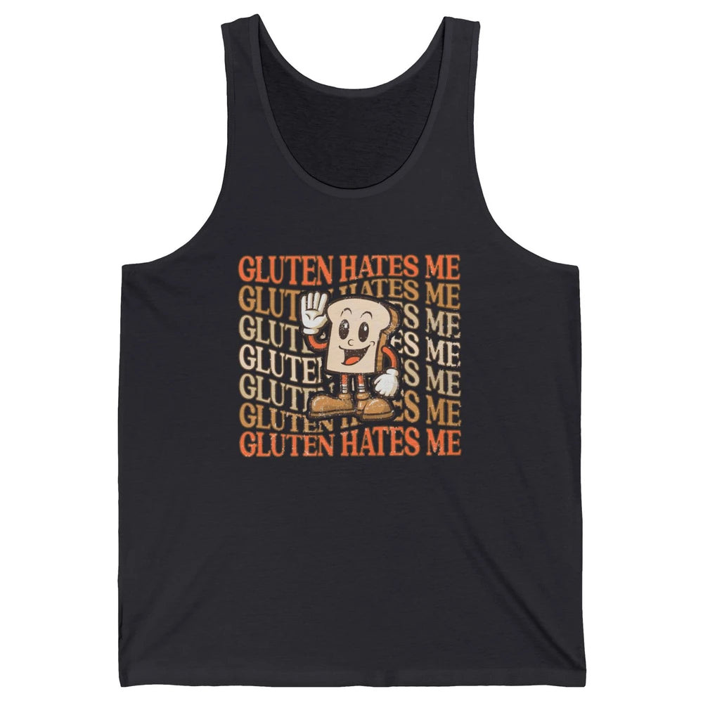 Funny Gluten Hates Me Retro Gluten Free Bread Celiac Disease Unisex Jersey Tank