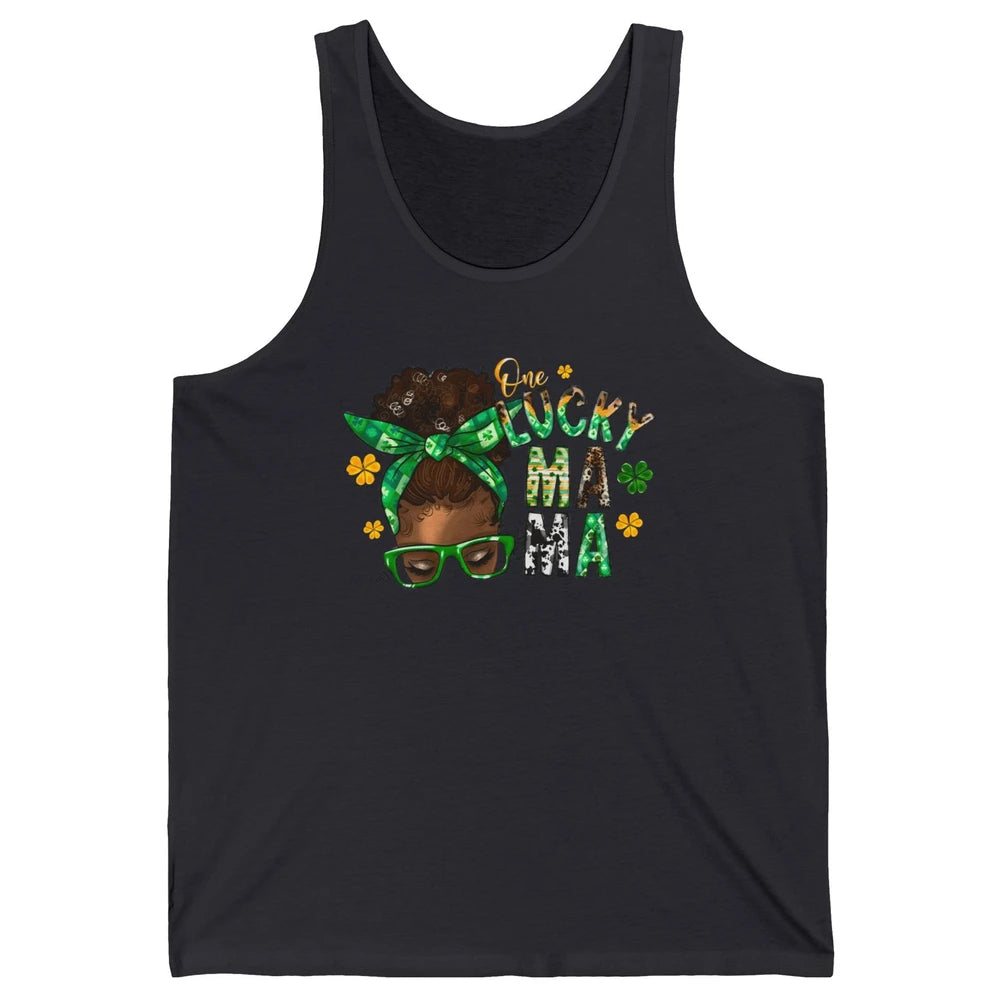 One Lucky Mama Afro Mom St Patrick's Day Black Mother Gift Unisex Jersey Tank