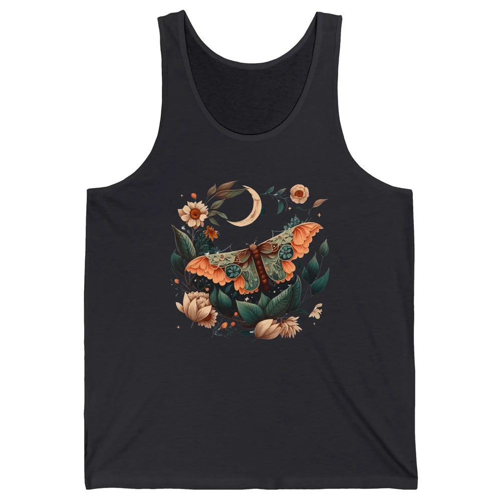 Retro Floral Moth Moon Butterfly Boho Moth Lovers Gift Unisex Jersey Tank