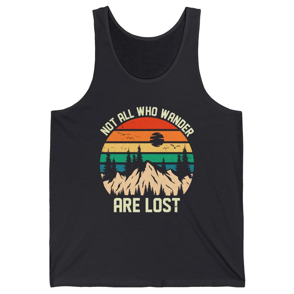 Retro Mountain Sunset Camping Not All Who Wander Are Lost Unisex Jersey Tank