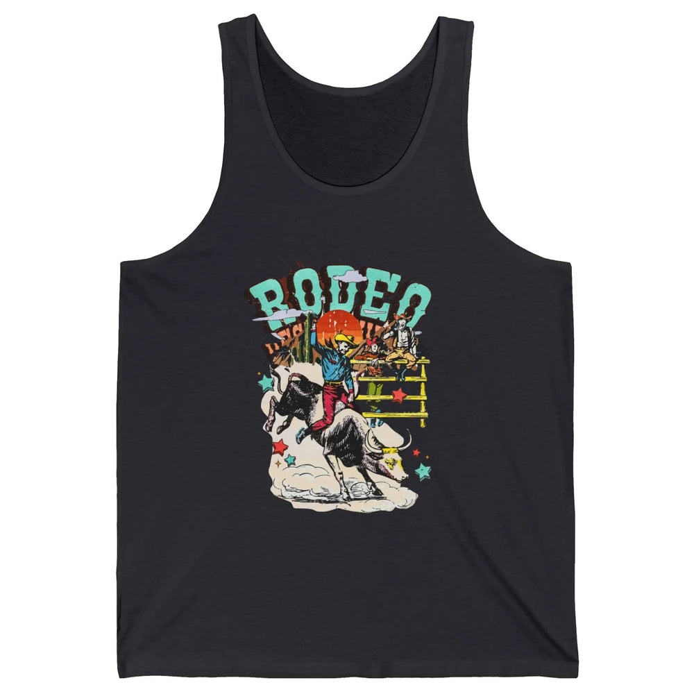 Retro Cowboy Horsing Rodeo Dad Bull Racing Western Country Unisex Jersey Tank