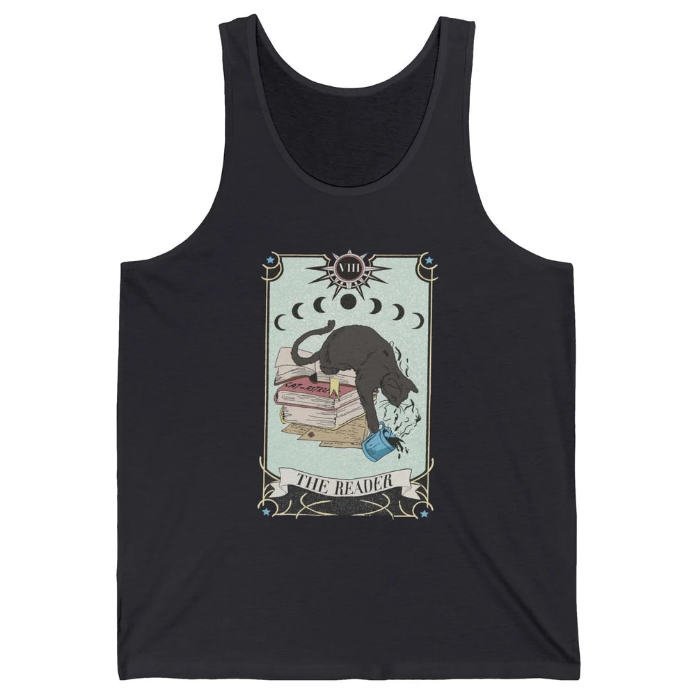 Retro Cat Books The Reader Tarot Card Halloween Reading Gift Unisex Jersey Tank