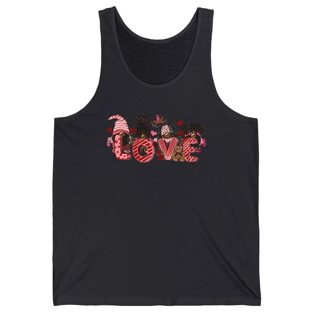Afro Gnome Love Valentine African American Valentine's Day Unisex Jersey Tank