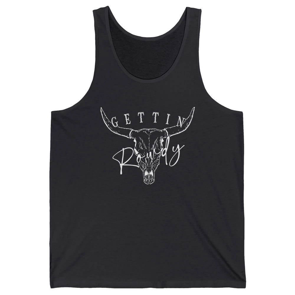 Retro Bull Skull Getting Rowdy Western Bridal Honeymoon Unisex Jersey Tank