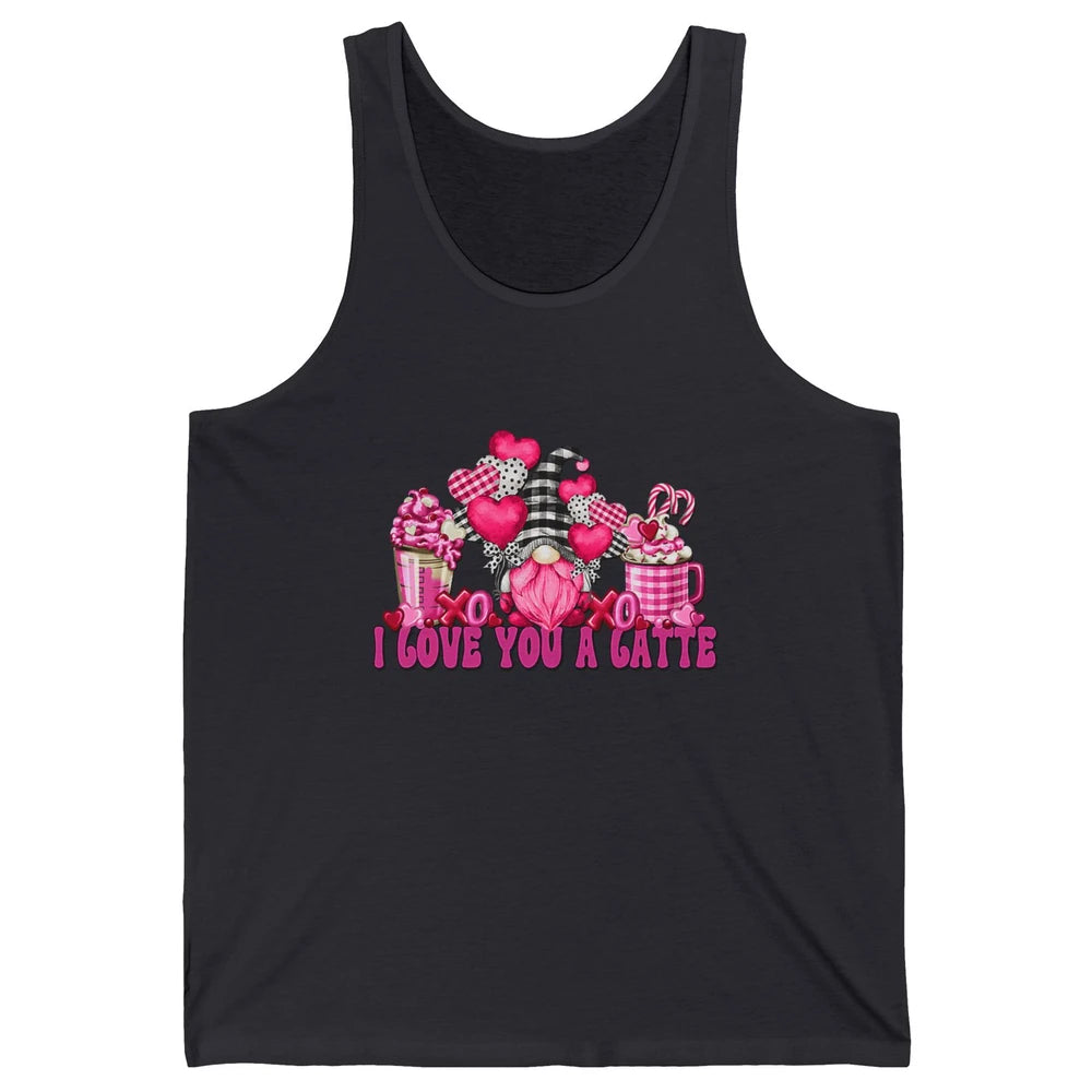 Pink Gnome And Valentines Day Latte Mugs I Love You Coffee Unisex Jersey Tank