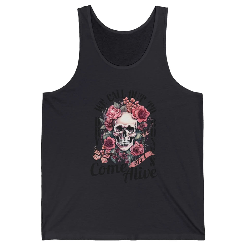 Floral Skull Dry Bones Come Alive Bible Christian Halloween Unisex Jersey Tank