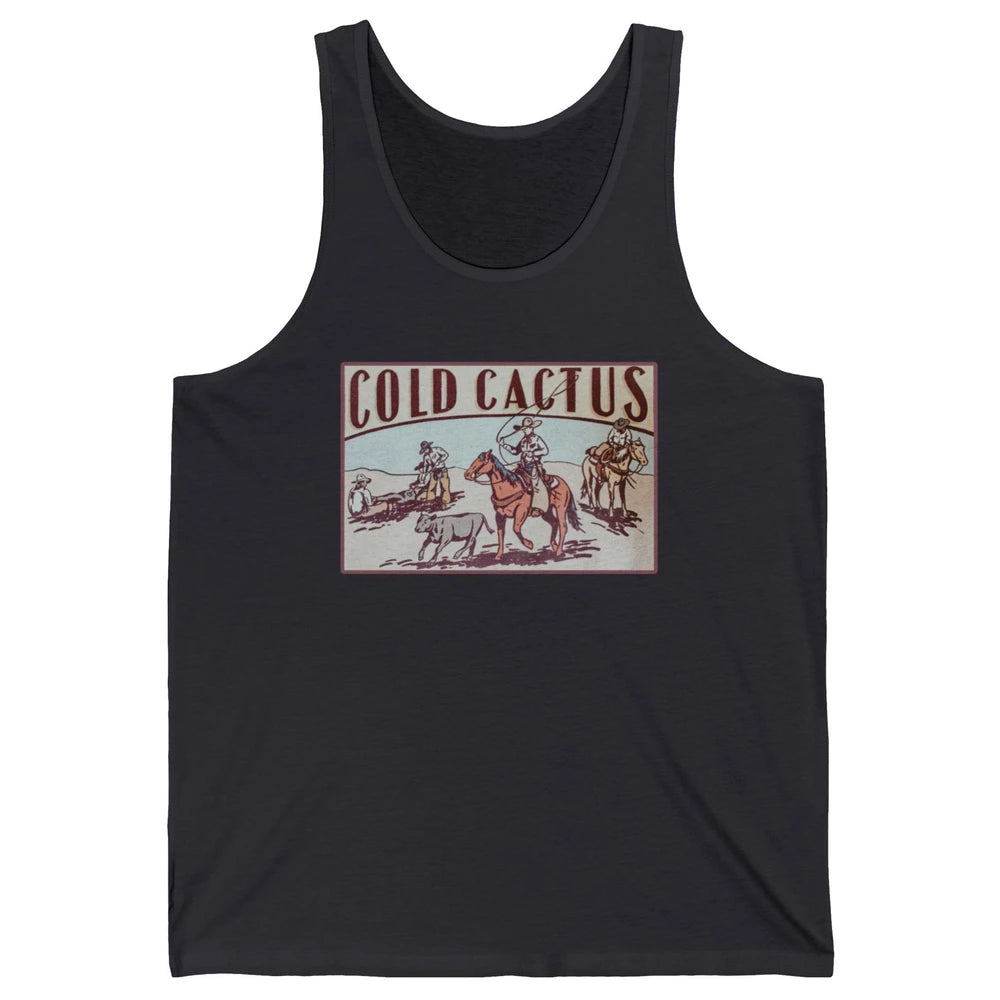 Retro Cowboy Horseback Rider Cold Cactus Western Country Unisex Jersey Tank