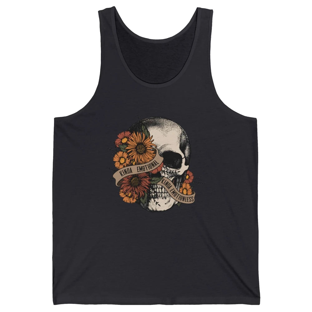 Retro Kinda Emotional Kinda Emotionless Floral Skull Unisex Jersey Tank