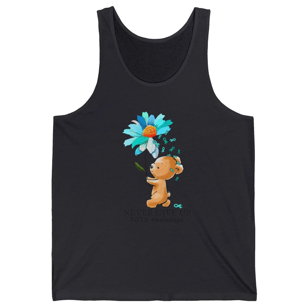 POTS Awareness Keep Going Daisy Bear Turquoise Sunflower Unisex Jersey Tank