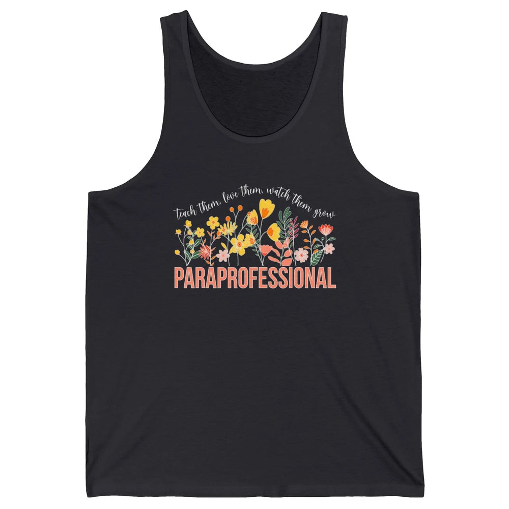 Para Teacher Teach Love Student Wildflower Paraprofessional Unisex Jersey Tank