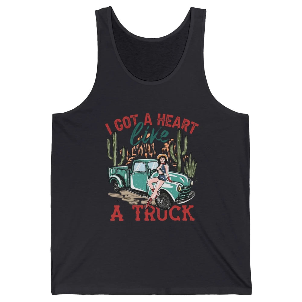 Retro Desert Cowgirl Got A Heart Like Truck Western Country Unisex Jersey Tank