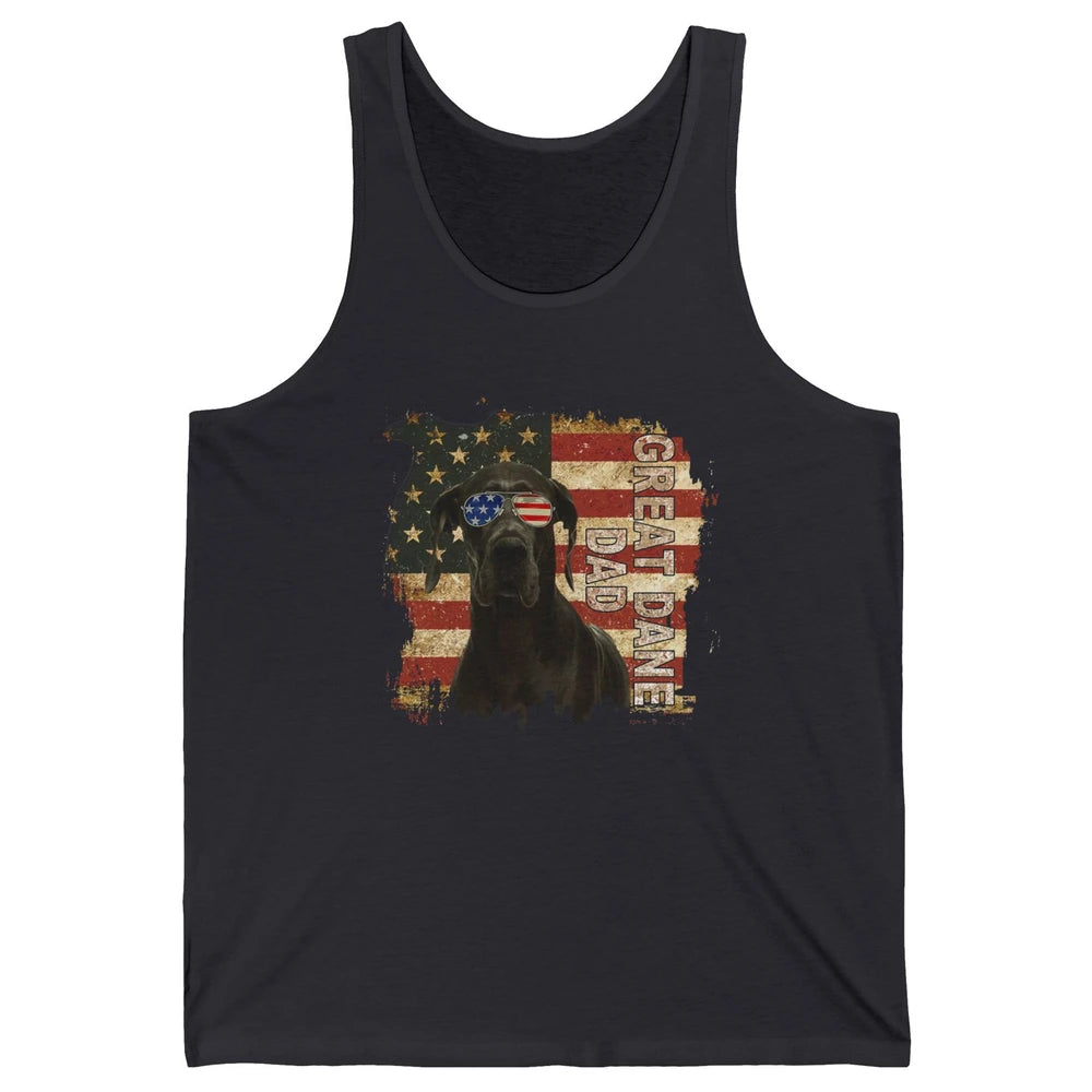 Retro Best Great Dane Dad Ever American Flag 4th Of July Unisex Jersey Tank