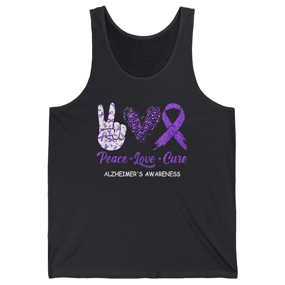 Peace Love Cure Purple Ribbon Alzheimer Disease Awareness Unisex Jersey Tank