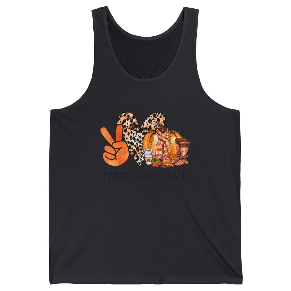 Peace Love Fall Pumpkin Spice Fall Halloween Thanksgiving Unisex Jersey Tank