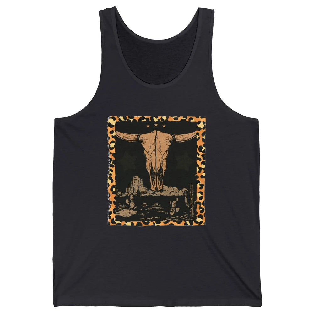 Retro Desert Cactus Cow Horn Skull Western Country Cowboy Unisex Jersey Tank