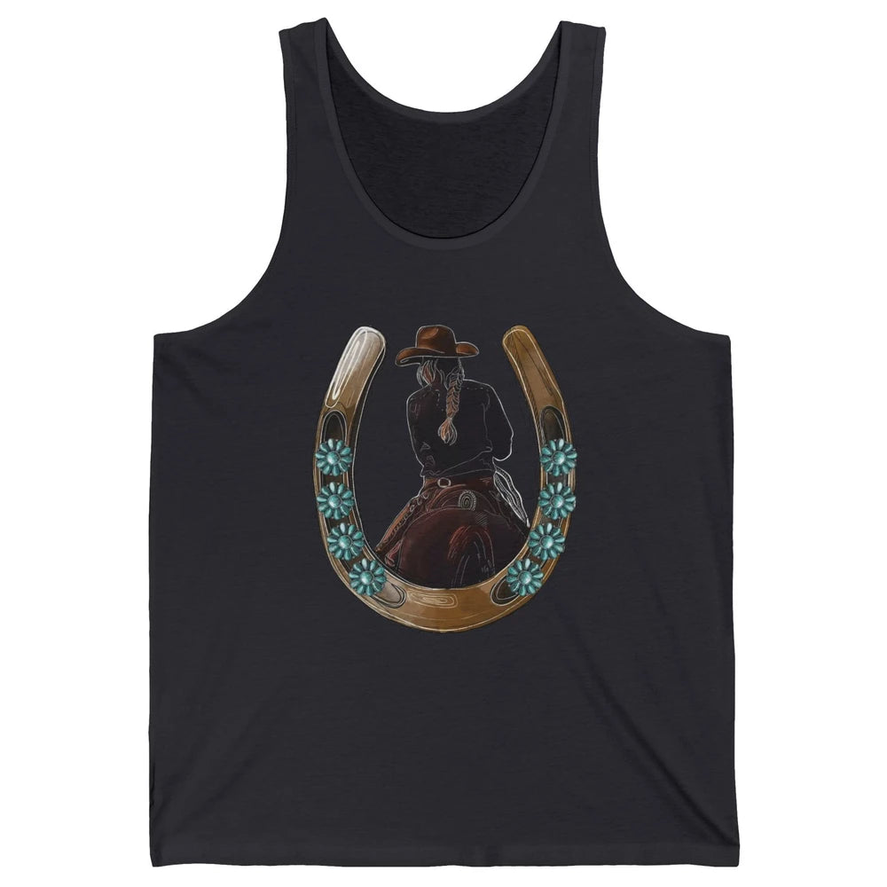 Retro Cowgirl Horseshoe Rodeo Western Cowgirl Peace Lovers Unisex Jersey Tank