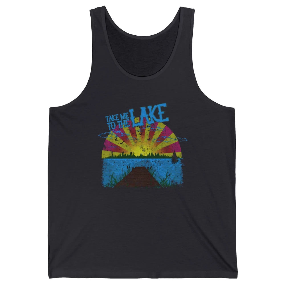 Retro Lake Life Take Me to the Lake Sunrise Summer Gift Unisex Jersey Tank