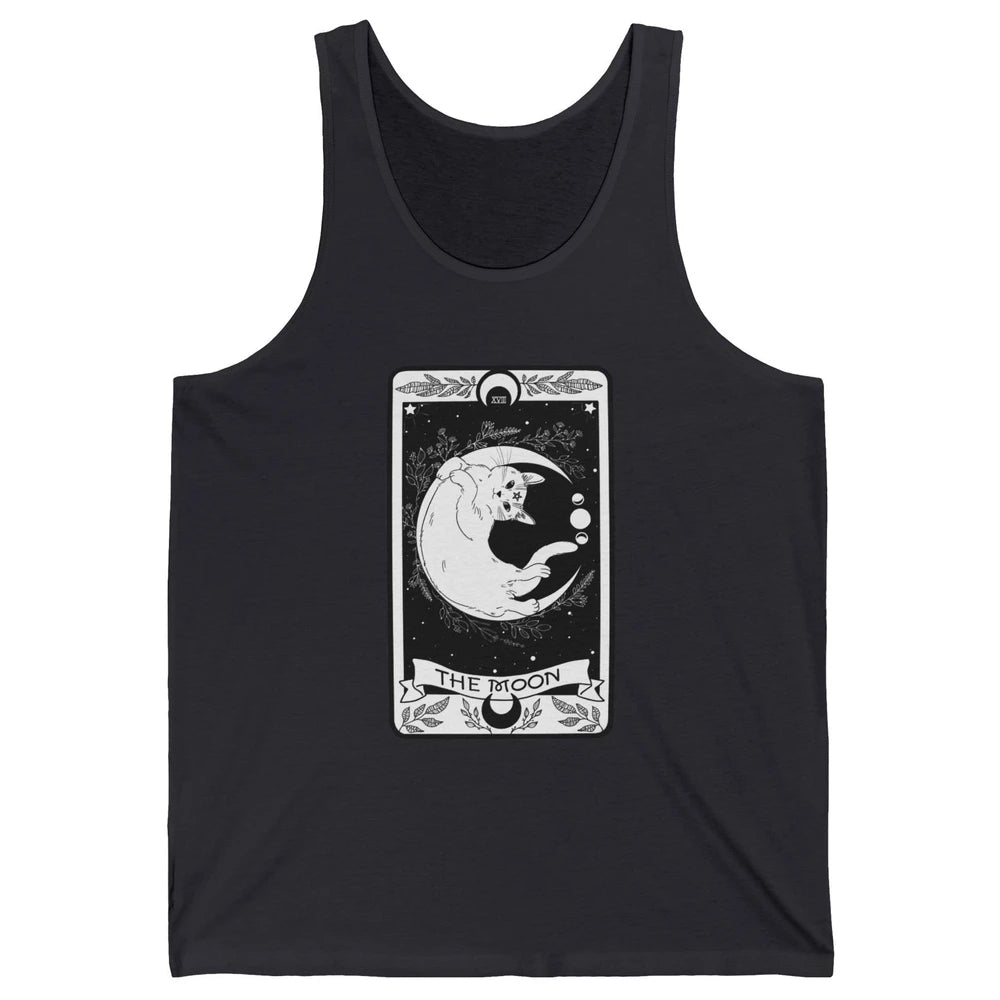 Retro Halloween Gothic Cat The Moon Tarot Card Witchcraft Unisex Jersey Tank