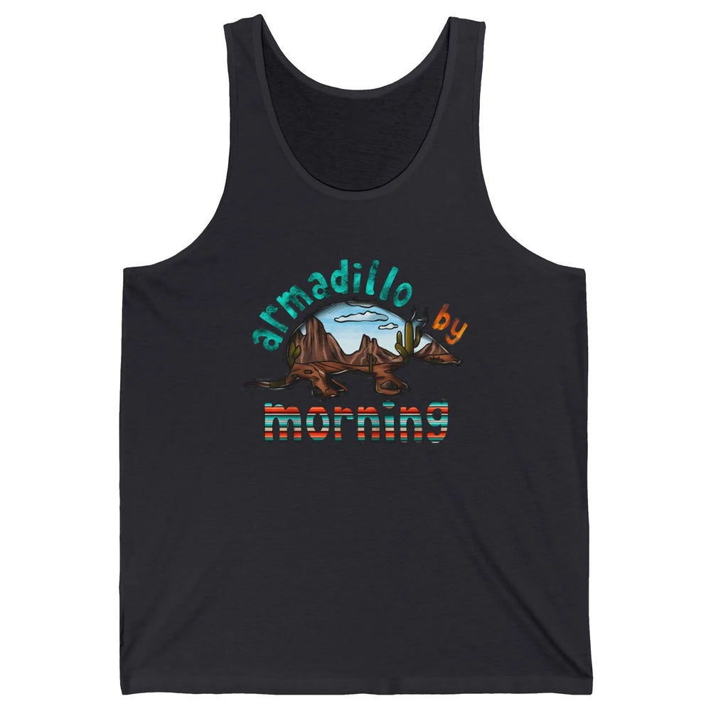 Retro Desert Sunset Armadillo By Morning Western Country Unisex Jersey Tank