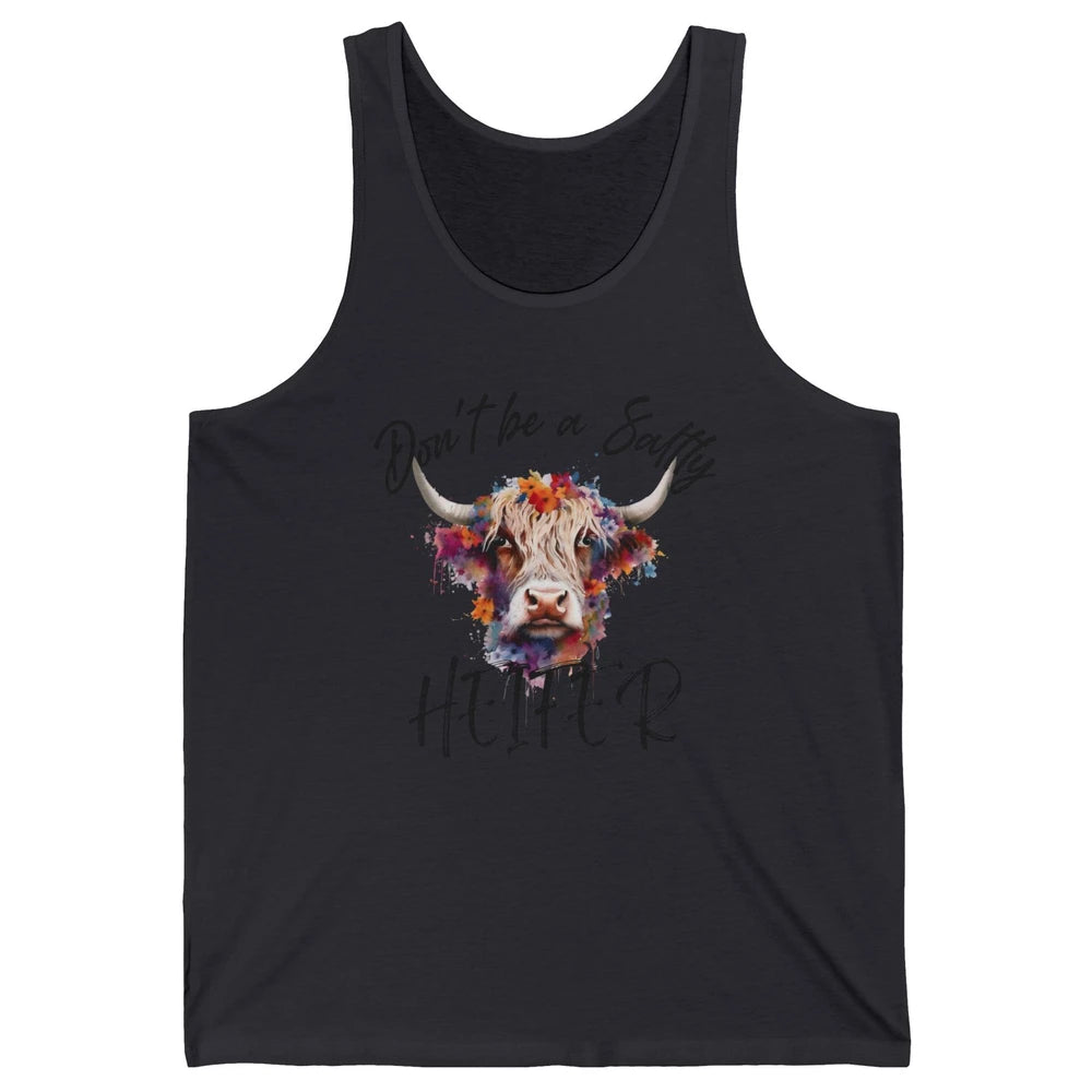 Floral Long Haired Cow Don't Be A Salty Heifer Western Farm Unisex Jersey Tank
