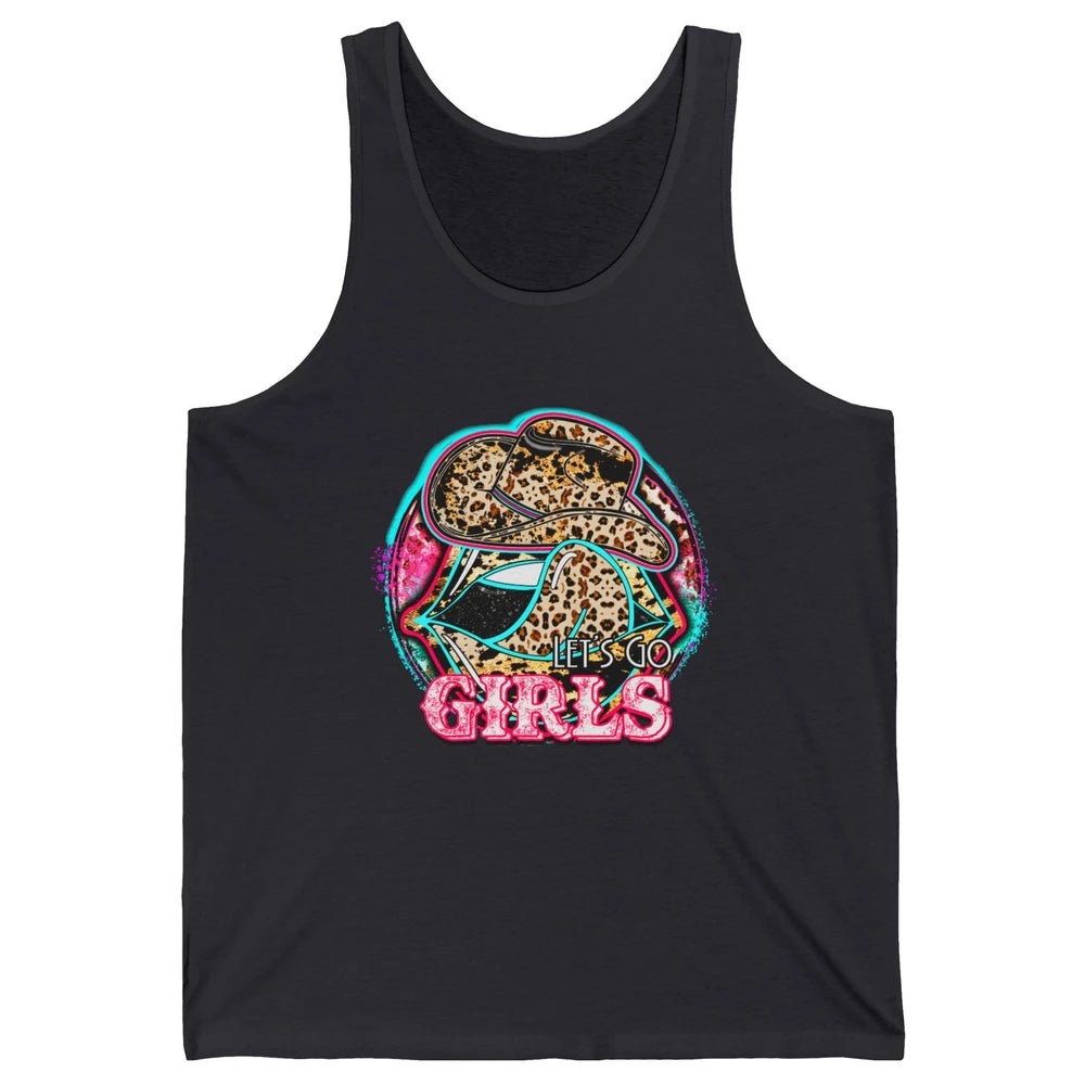 Retro Leopard Cowboy Boots Let's Go Girls Western Cowgirls Unisex Jersey Tank