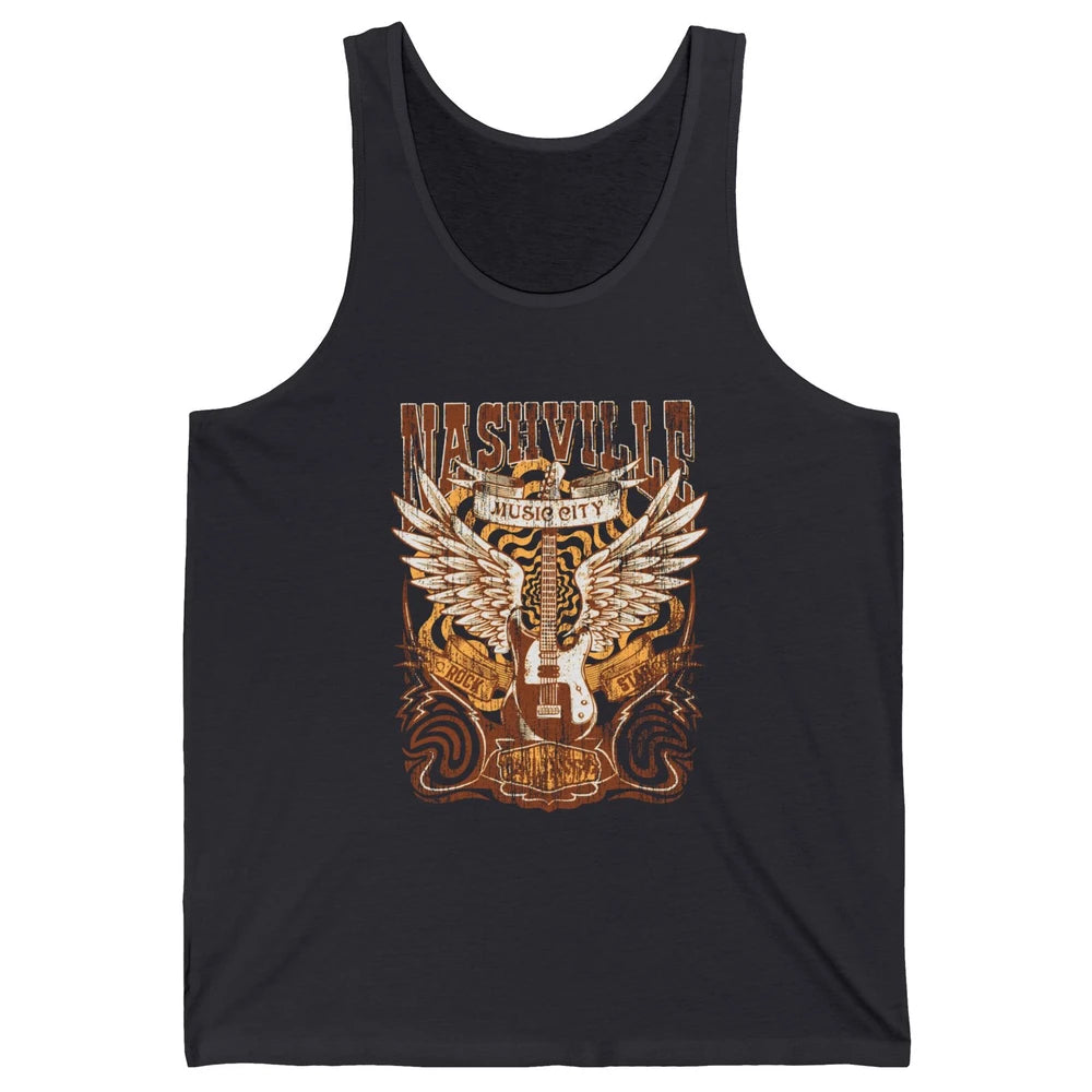 Retro Guitar Nashville Music City Western Country Music Unisex Jersey Tank