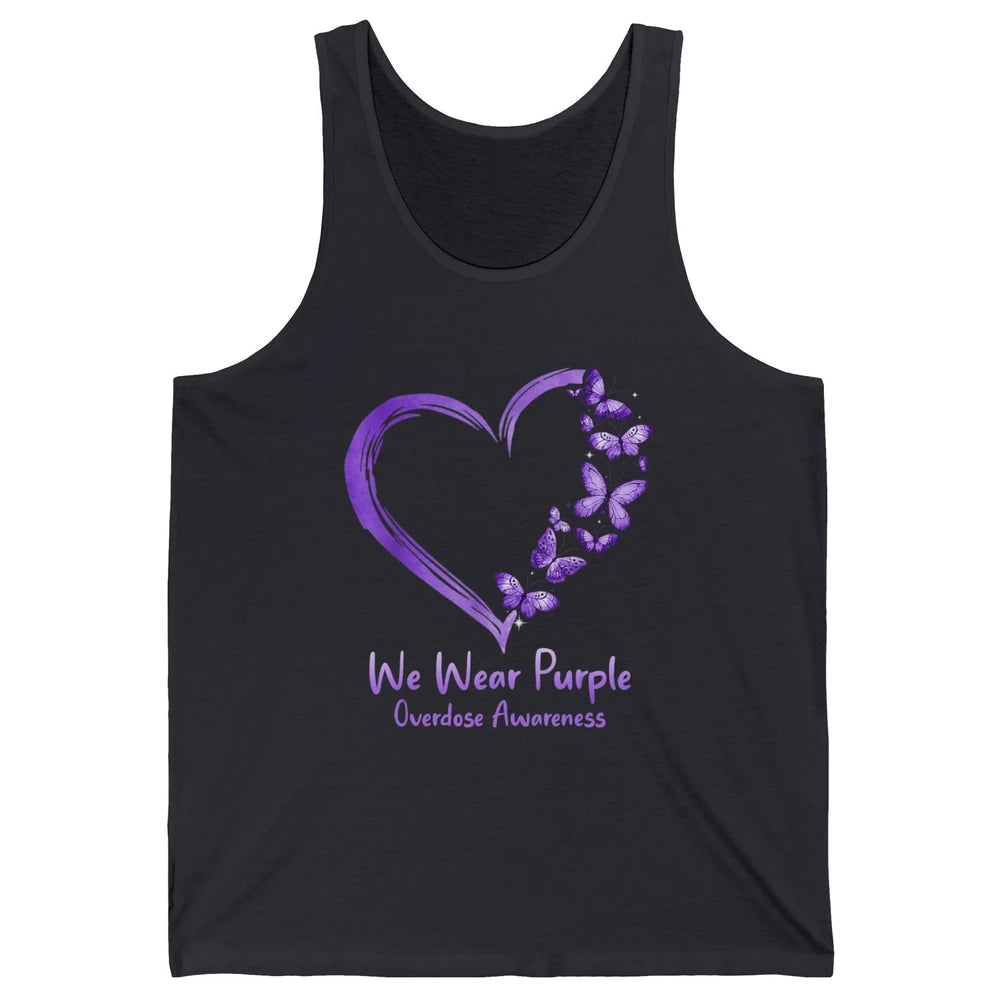 Overdose Awareness Month Love Purple Butterfly Heart Warrior Unisex Jersey Tank