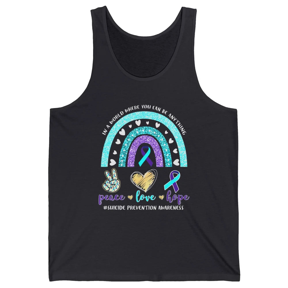 Peace Hope Love Rainbow Suicide Prevention Awareness Month Unisex Jersey Tank