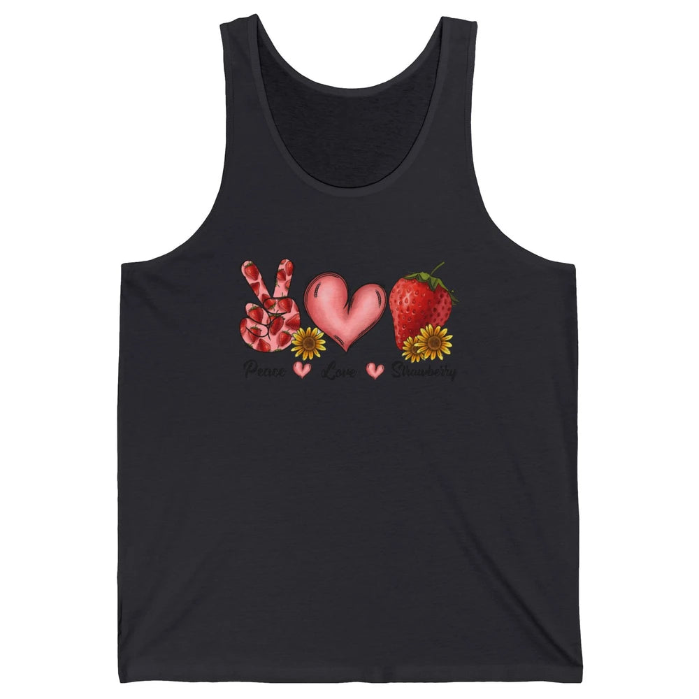Peace Love Strawberry Strawberries Lover Strawberry Festival Unisex Jersey Tank