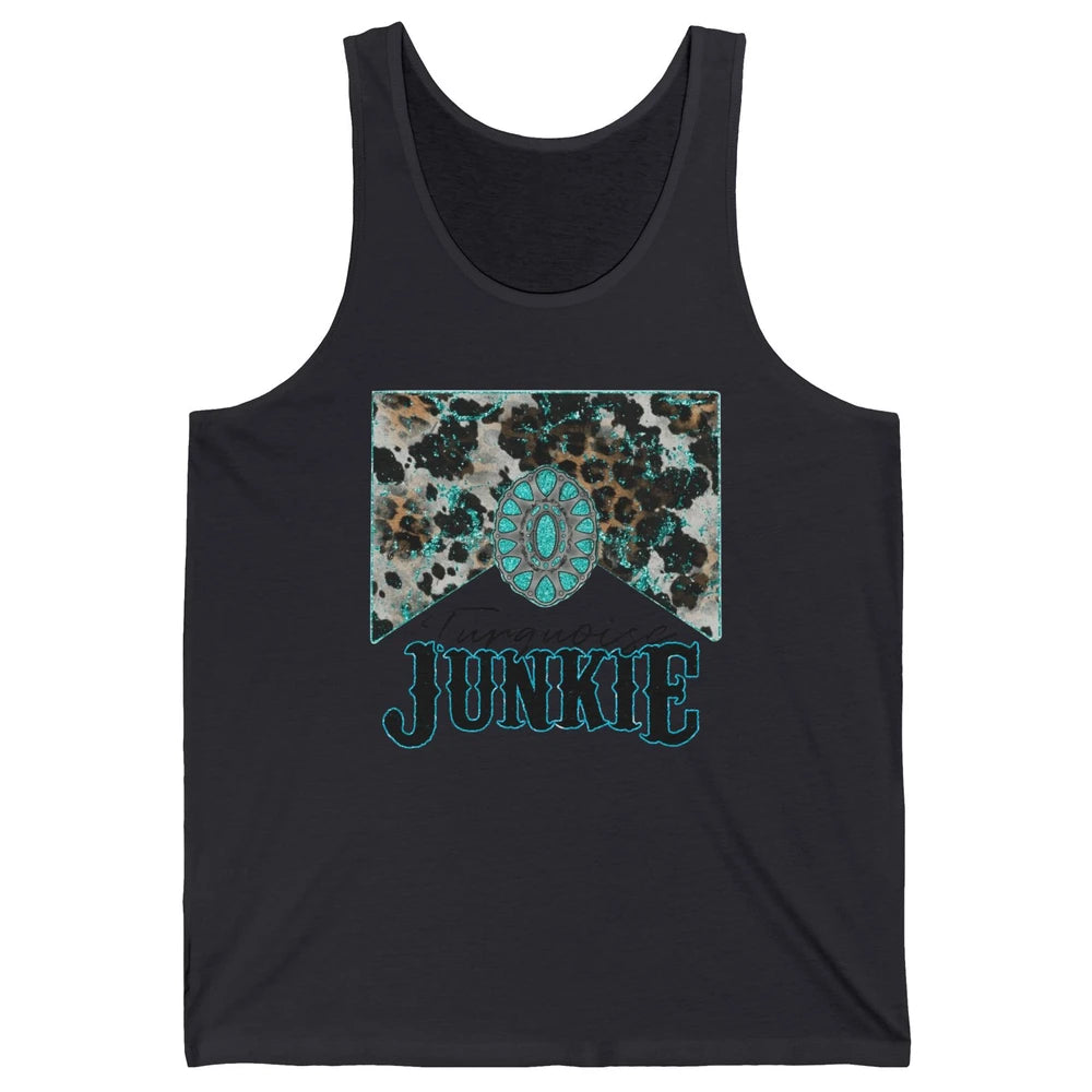 Retro Leopard Turquoise Junkie Gemstone Western Country Unisex Jersey Tank