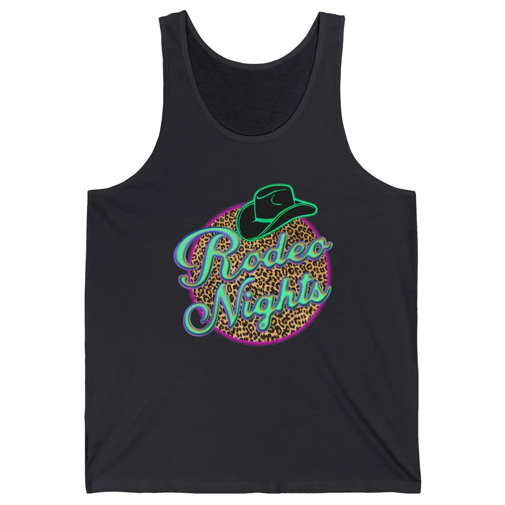 Retro Leopard Cowboy Hat Rodeo Night Western Country Cowgirl Unisex Jersey Tank