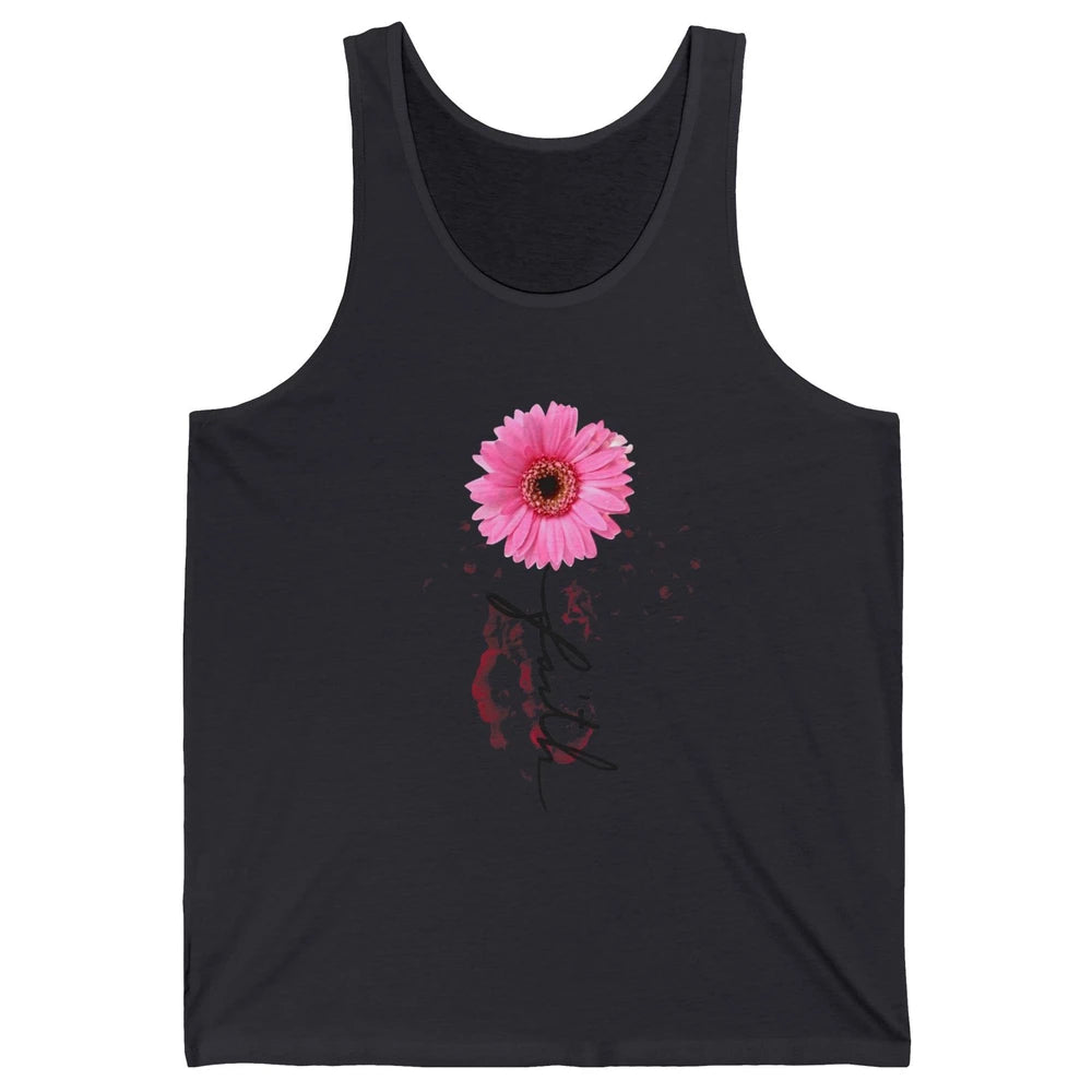 Pink Daisy Faith Cross Christian Religious God Lovers Gift Unisex Jersey Tank