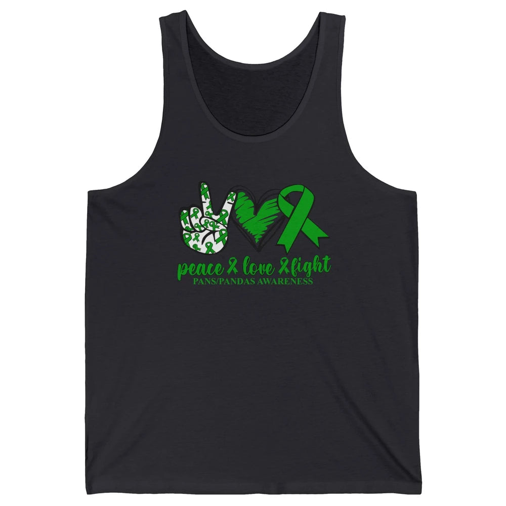 PANS/PANDAS Awareness Green Ribbon Peace Love Cure Unisex Jersey Tank