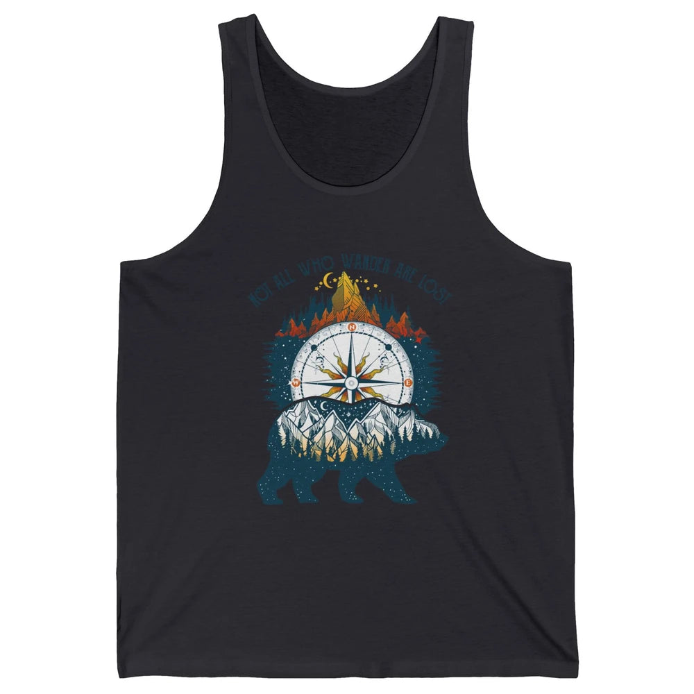 Not All Who Wander Are Lost Compass Mountain Camping Hiking Unisex Jersey Tank