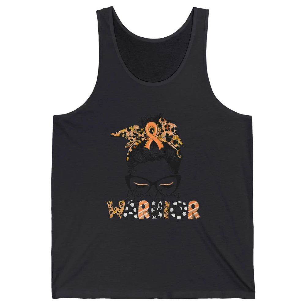 Messy Hair Leopard Woman Warrior Uterine Cancer Awareness Unisex Jersey Tank