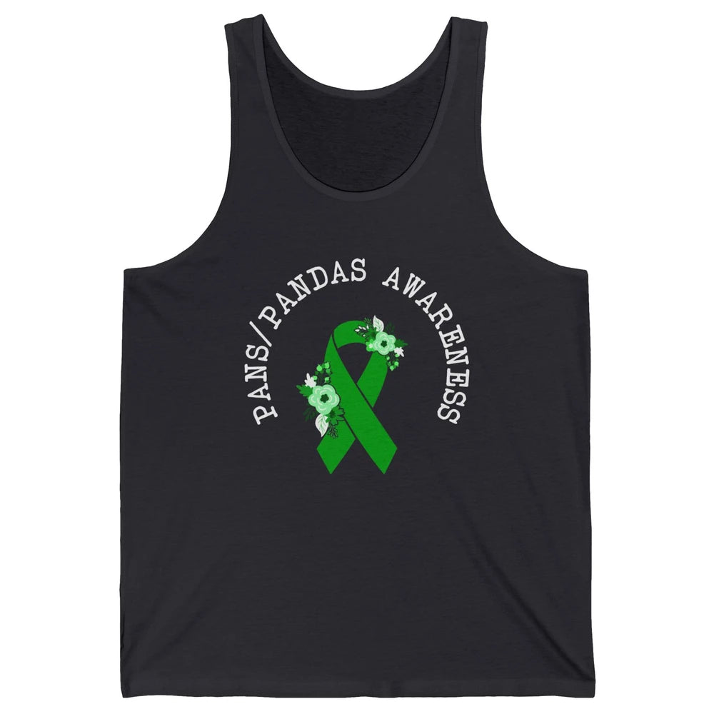 PANS/PANDAS Awareness Floral Green Ribbon Pans Disease Unisex Jersey Tank