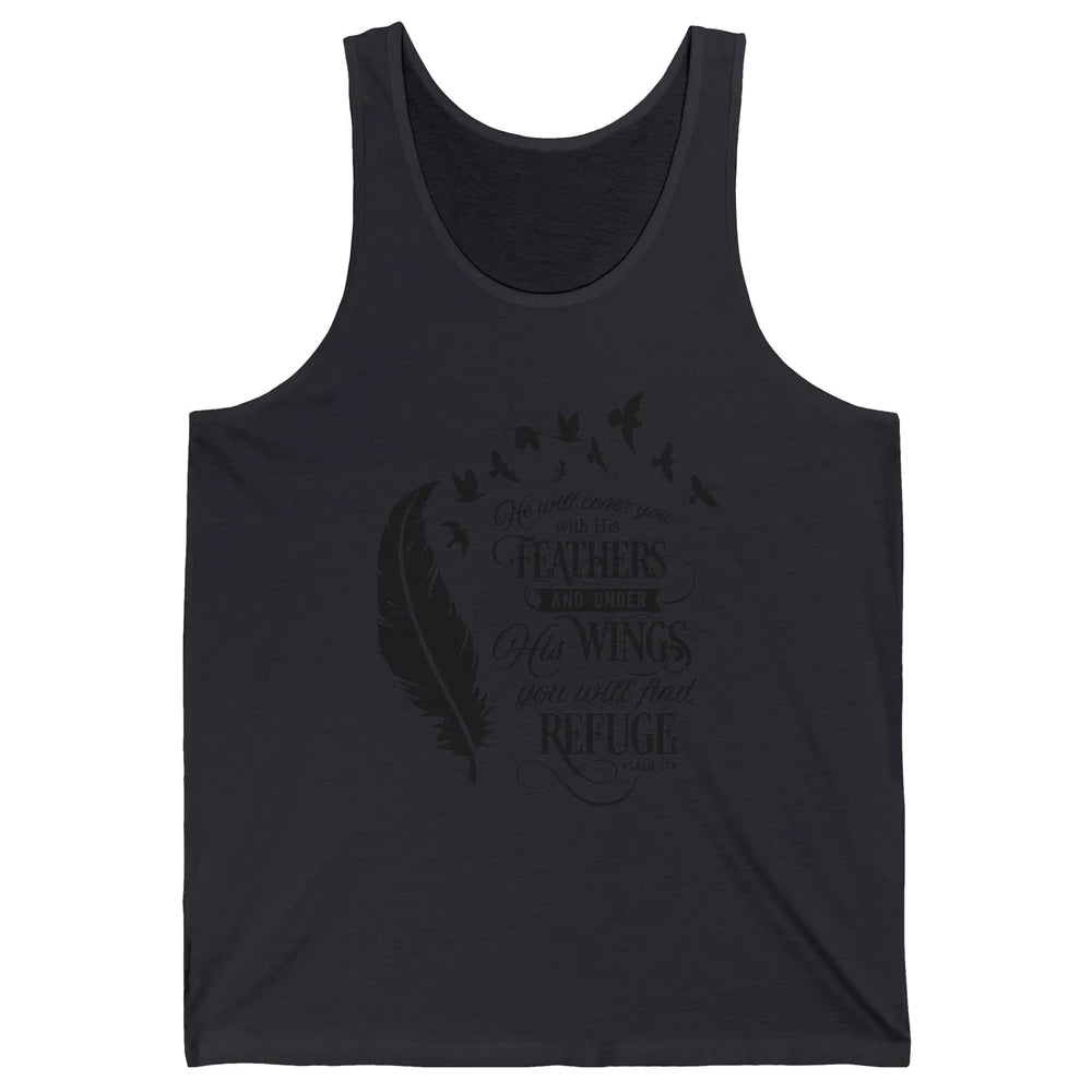 Christian He Will Cover You With His Feathers Bible Verse Unisex Jersey Tank