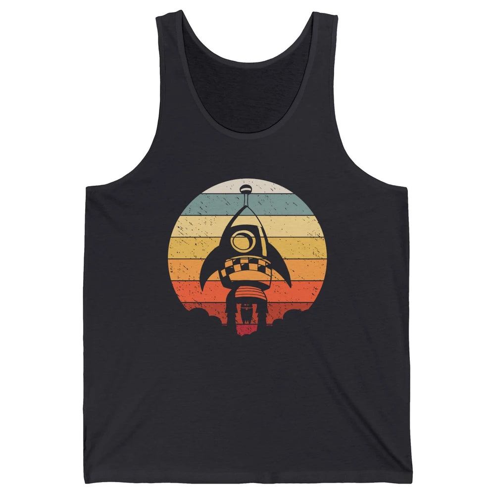 Retro Astronaut Spaceship Spacecraft Spaceman Rocket Launch Unisex Jersey Tank