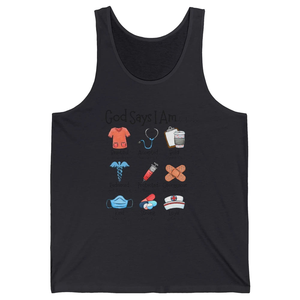 Nurse Christian God Says I Am Bible Verse Religious Western Unisex Jersey Tank