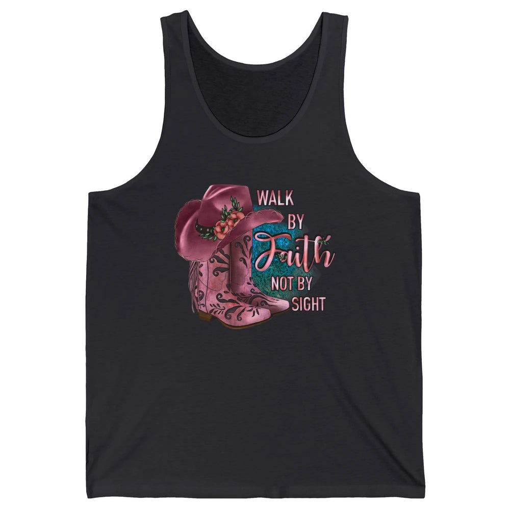Retro Cowboy Boot Walk By Faith Not By Sight Western Cowgirl Unisex Jersey Tank
