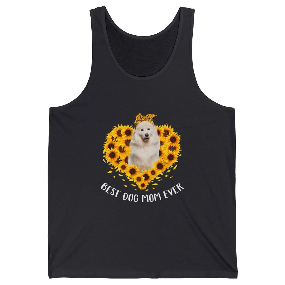 Retro Best Samoyed Dog Mom Ever Mother Puppy Sunflower Heart Unisex Jersey Tank