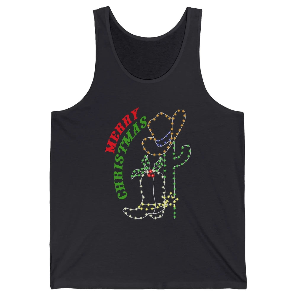 Retro Cowboy Merry Christmas Western Country Cowgirl Costume Unisex Jersey Tank