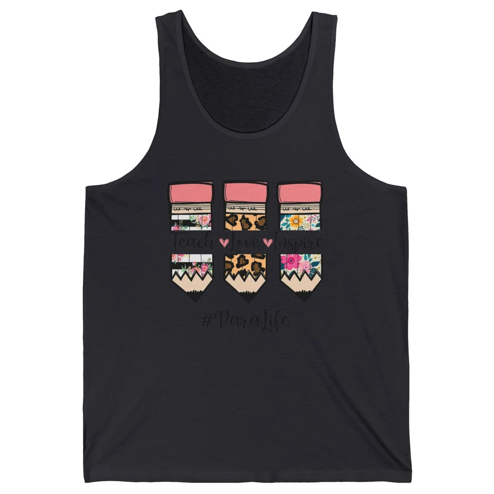 Floral Leopard Teach Love Inspire Para Life Para Teacher Unisex Jersey Tank