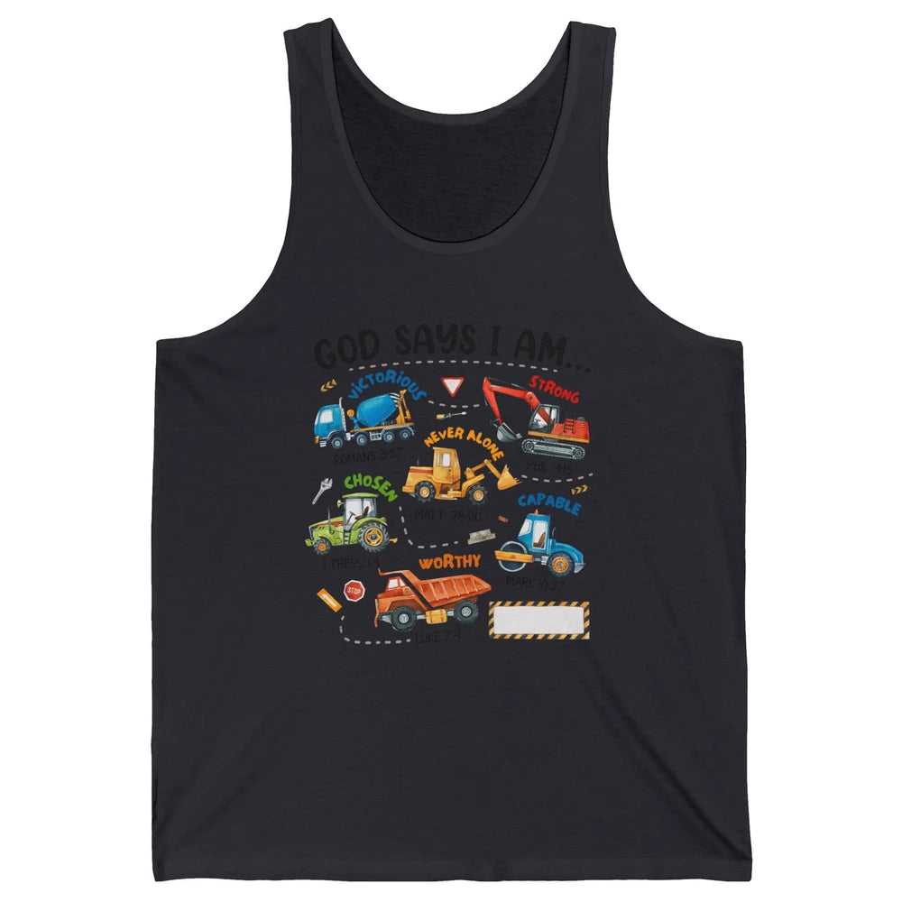 Construction Boy Christian God Say I'm Bible Verse Religious Unisex Jersey Tank