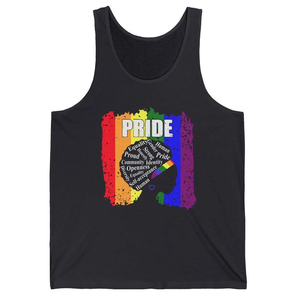 Proud Afro Girl Gay Pride Month Equality Unisex Jersey Tank