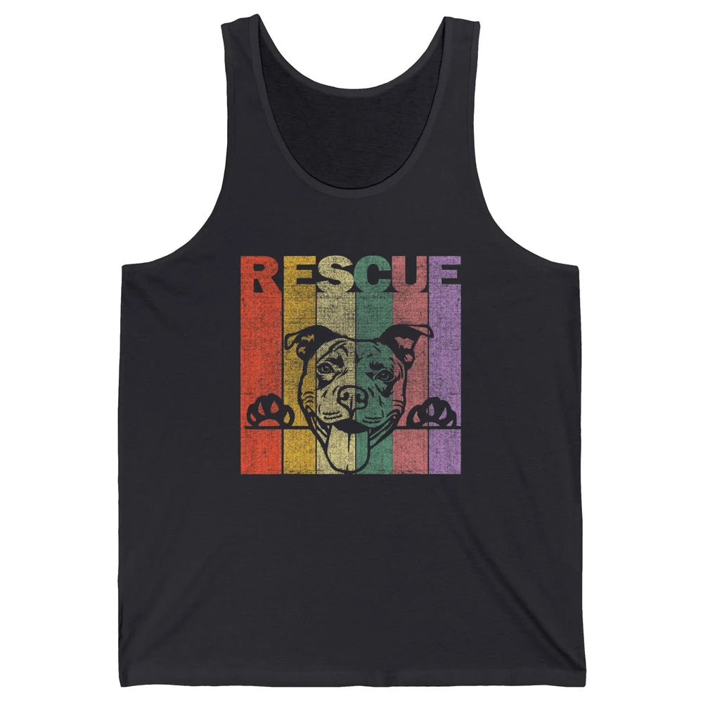 Rescue Dog Pitbull Puppy Adopt Vintage Funny Pet Rescuer Mom Unisex Jersey Tank