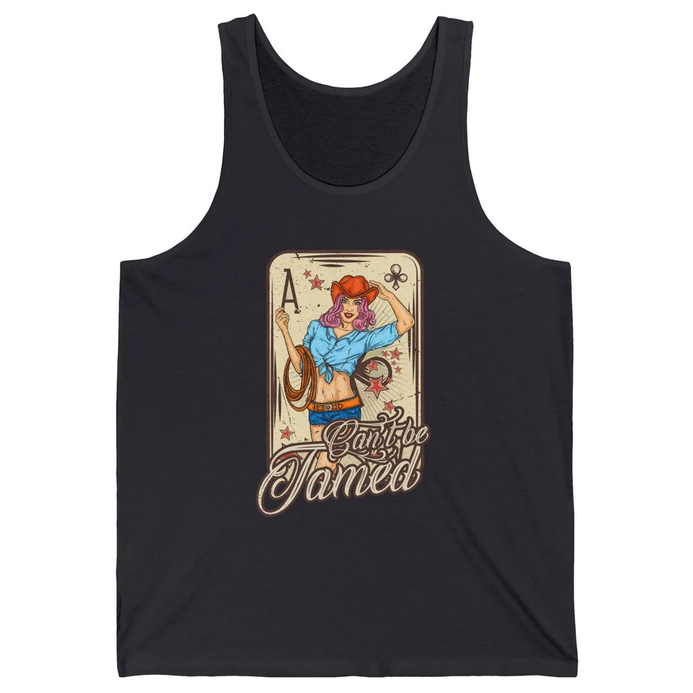 Retro Cowgirl Card Can't Be Tamed Western Country Midwest Unisex Jersey Tank