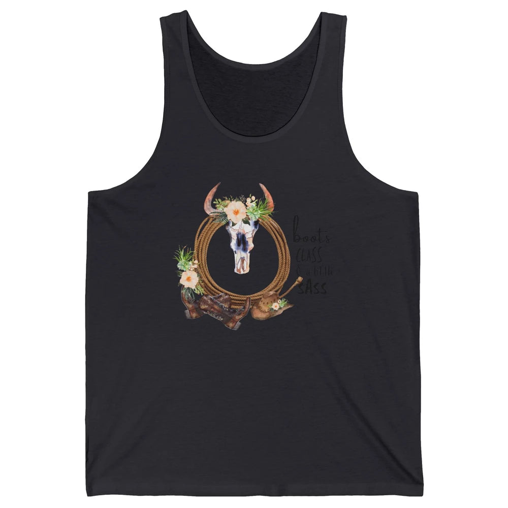 Retro Cowgirl Boots And Hat Boots Class A Little Sass Cowboy Unisex Jersey Tank