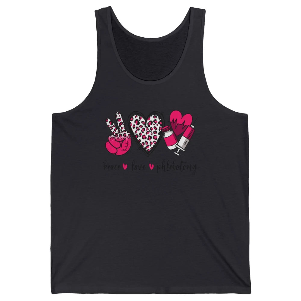 Phlebotomist Life Peace Love Phlebotomy Leopard Western Phle Unisex Jersey Tank