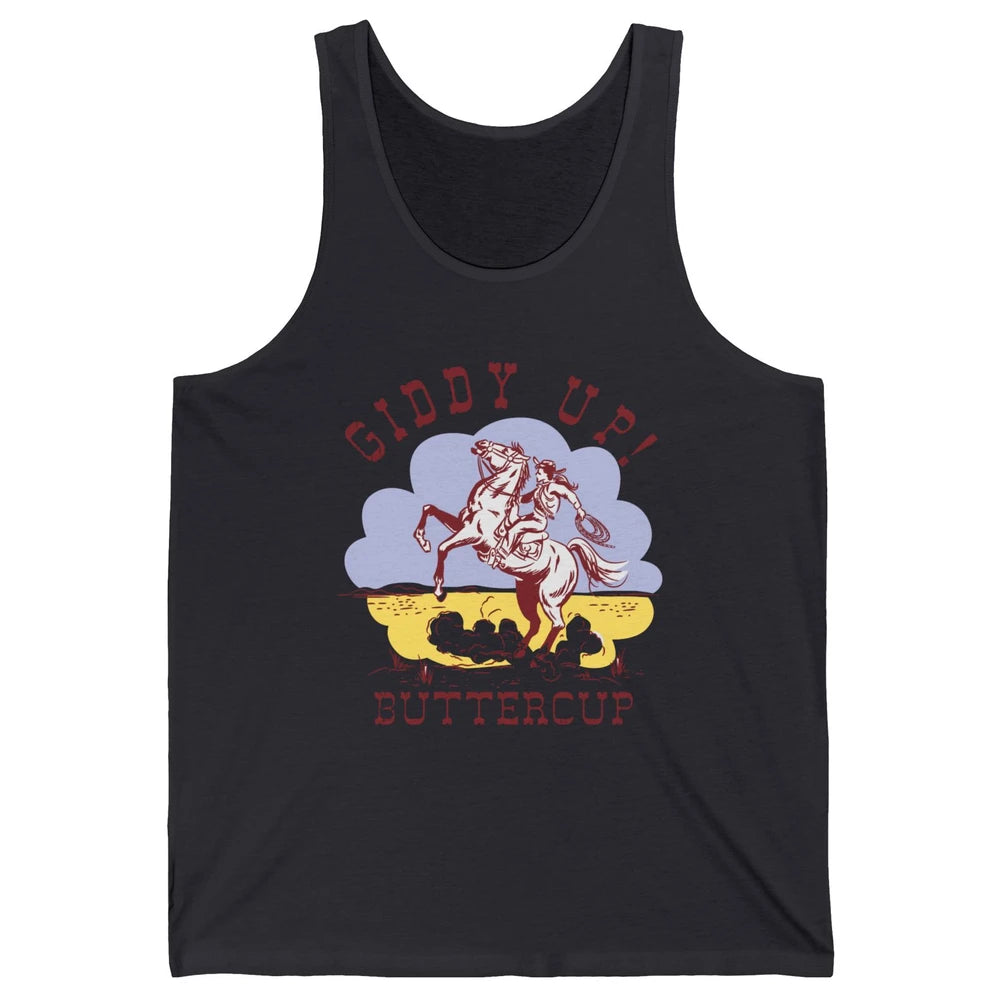 Retro Cowgirl Hold Your Horse Giddy Up Western Cowboy Gift Unisex Jersey Tank
